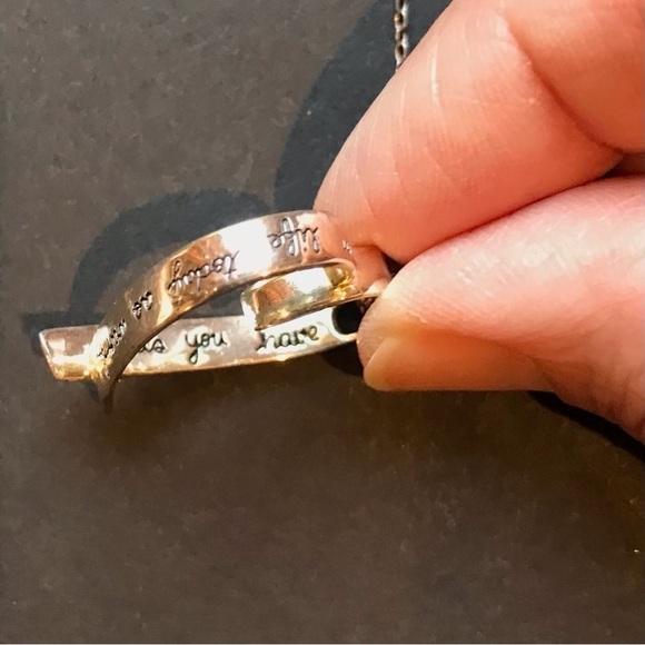 Sterling Silver Heart Necklace Engraved in Cursive “May Happiness Touch Your…” - Picture 5 of 10